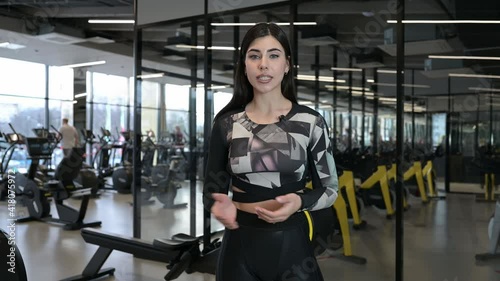 beautiful brunette girl fitness instructor