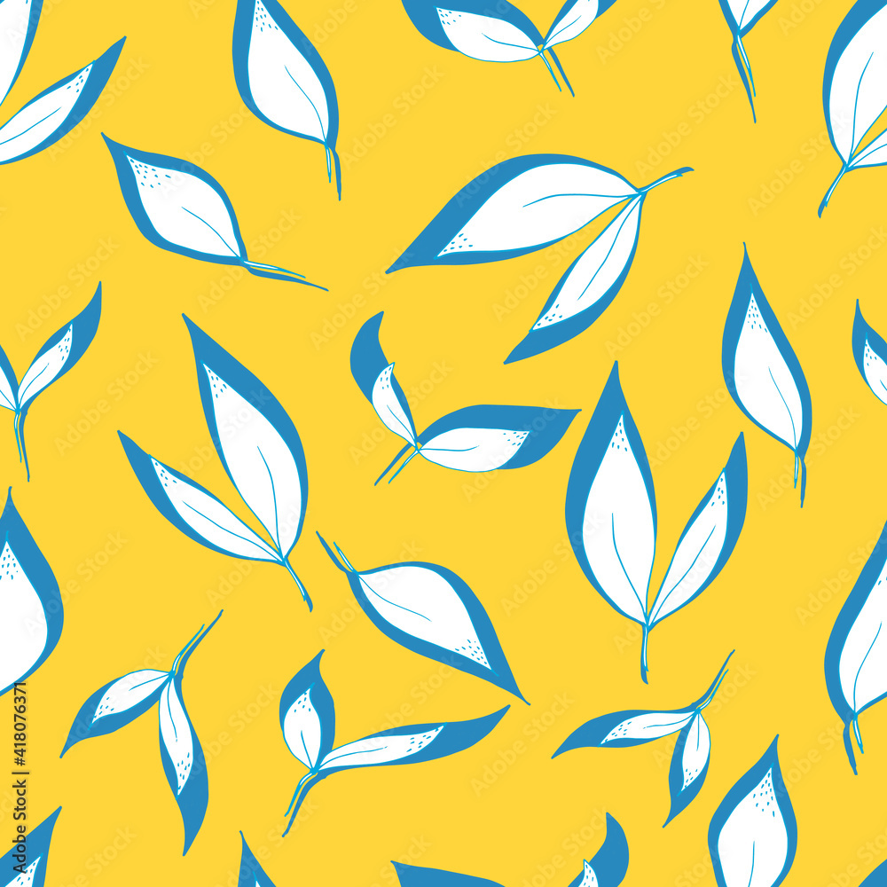 Fototapeta premium seamless pattern of leaves with green shadow on background. For fabrics, textiles, clothing, wallpaper, paper, backgrounds, flyers and invitations