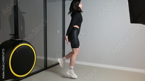 beautiful brunette girl fitness trainer