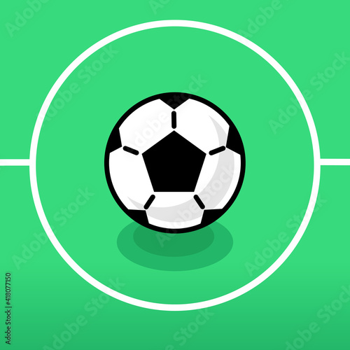 Football ball on stadium. Ball on green grass. Vector illustration.
