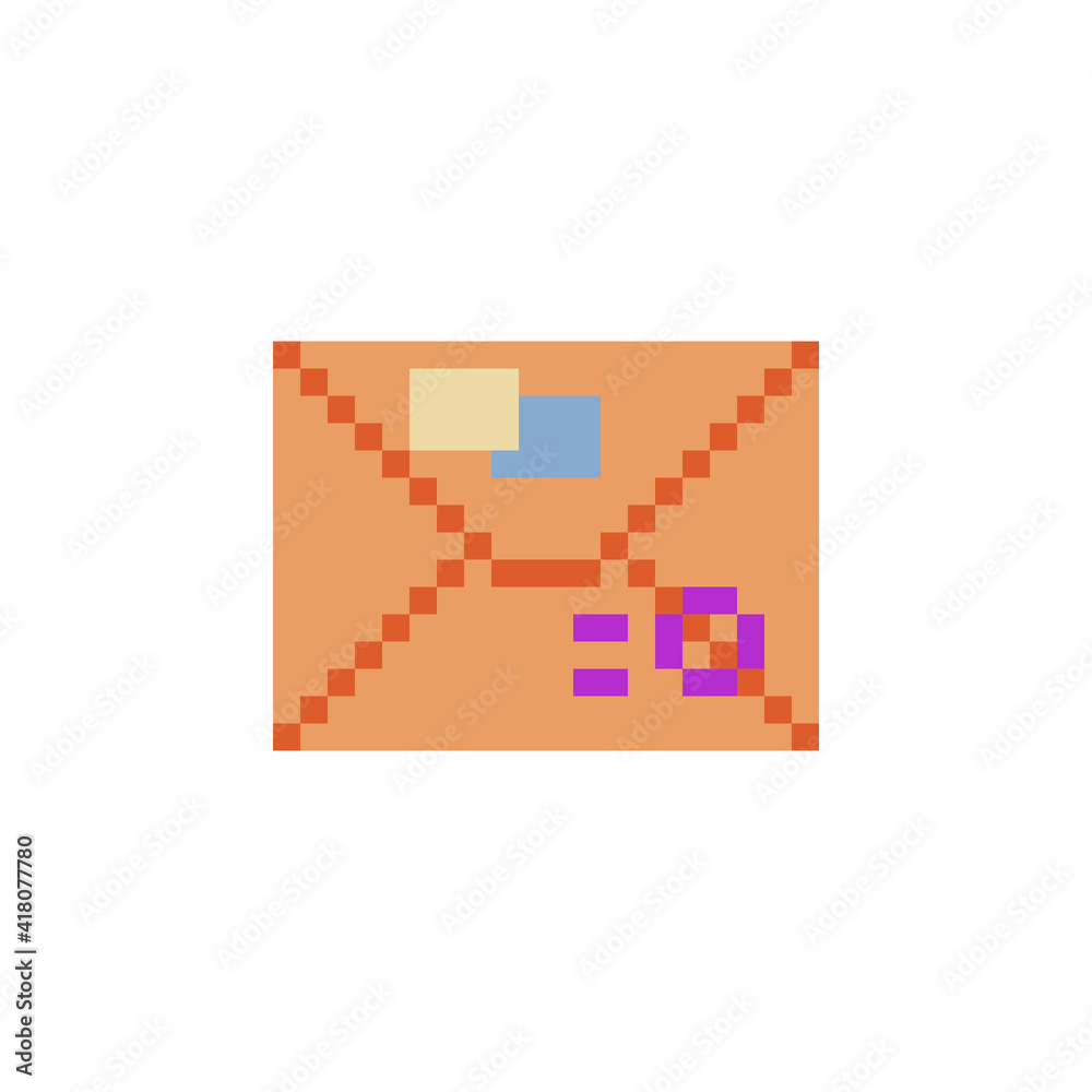 Envelope pixel art style icon. Isolated vector illustration. 8-bit sprite. Old school computer graphic style. Envelope pixel art style icon. Isolated vector illustration. 8-bit sprite. Old school computer graphic style.