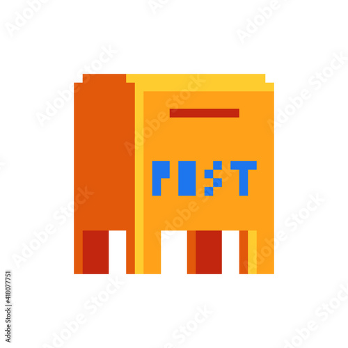 Mailbox flat icon. Pixel art style. Old school computer graphic design. 8-bit style. Isolated vector illustration.