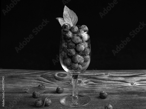 glas mit blaubeeren