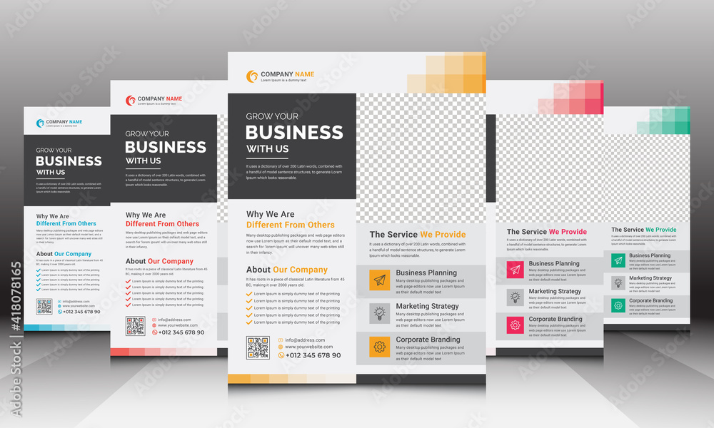 Modern Yellow Corporate Business Flyer Template Design with Creative Shapes