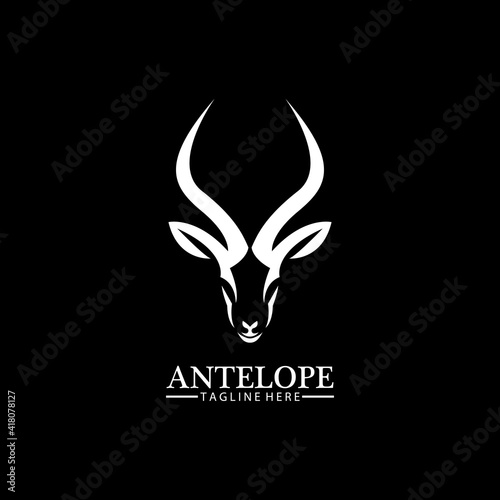 Antelope head logo vector icon illustration design template photo