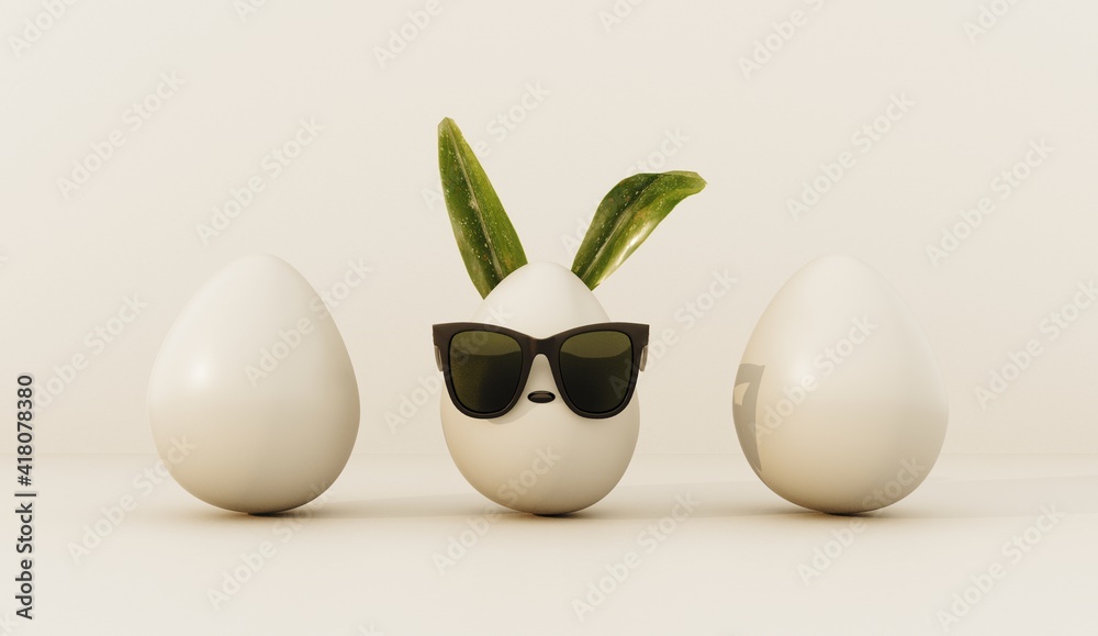 Abstract 3D render, Happy Easter greeting card, template with painted eggs. Holiday trend greeting card with copy space. Simple, minimalistic concept illustration for holiday events. Abstract 3D render, Happy Easter greeting card, template with painted eggs. Holiday trend greeting card with copy space. Simple, minimalistic concept illustration for holiday events.