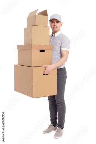 man in uniform holding many boxes © Di Studio