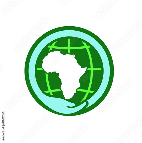 Africa map illustration and hand
