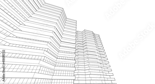 modern architecture house with balconies 3d rendering