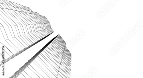 modern architecture house with balconies 3d rendering