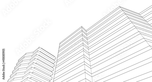 modern architecture house with balconies 3d rendering
