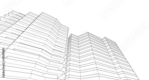 modern architecture house with balconies 3d rendering