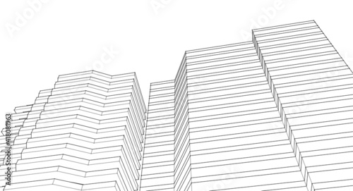 modern architecture house with balconies 3d rendering