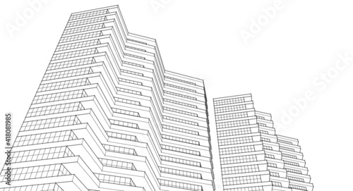 modern architecture house with balconies 3d rendering
