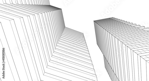 modern architecture house with balconies 3d rendering