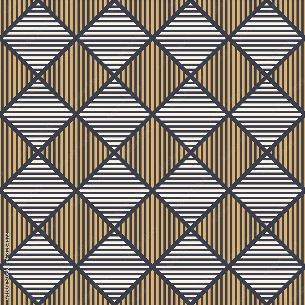 Abstract seamless geometric striped rhombuses pattern. Repeating geometric tiled ornament. Vector color background. Abstract seamless geometric striped rhombuses pattern. Repeating geometric tiled ornament. Vector color background.