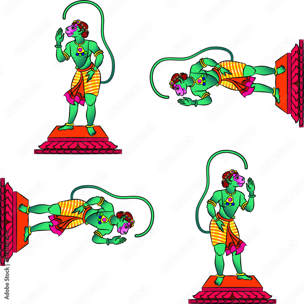 Hanuman-monkey-linethai-emblem-logo Royalty Free Vector