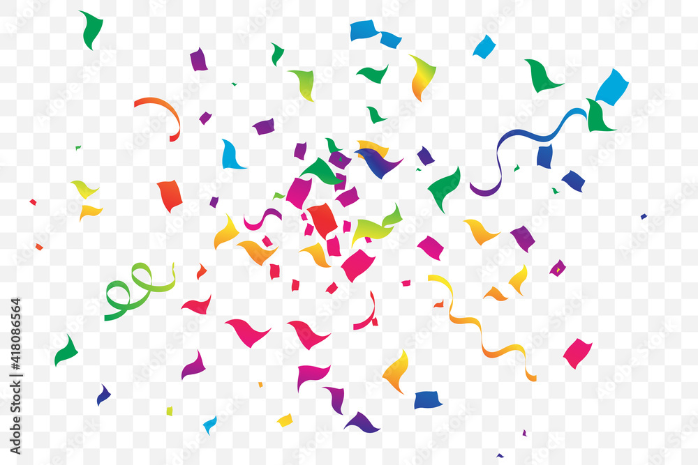 Many falling colorful confetti isolated on transparent background. Celebration banner. Vector Many falling colorful confetti isolated on transparent background. Celebration banner. Vector