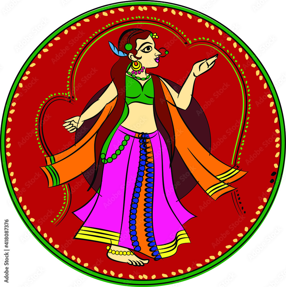 Lord's Gopika, Sevika, or lady servants in Indian mythology. for textile printing, logo, wallpaper