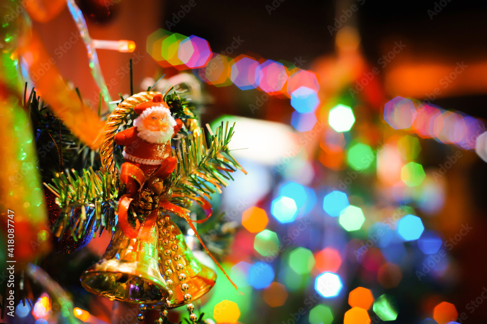 Christmas tree and color bokeh light.