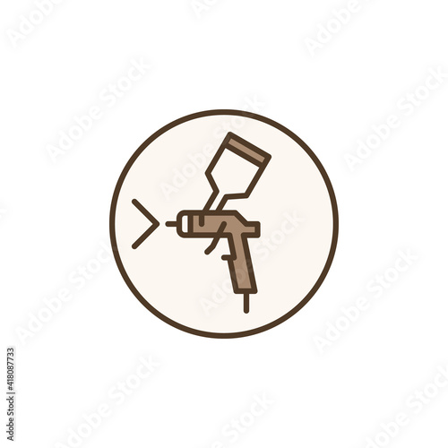Circle with Spray Paint Gun vector concept Car Painting colored icon or logo element