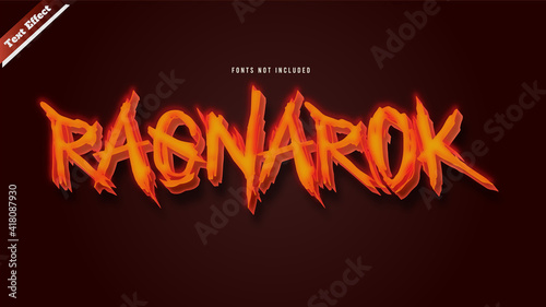 ragnarok text effect design vector