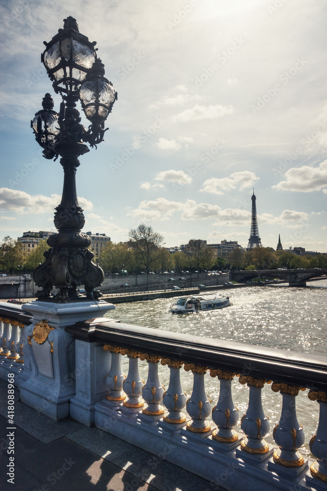 Alexander's third bridge in Paris on a spring day. France 