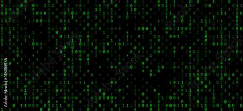 Fototapeta Naklejka Na Ścianę i Meble -  A stream of binary matrix code on the screen. numbers of the computer matrix.
