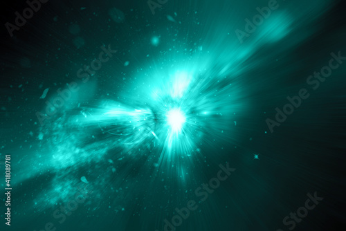 abstract space galaxy nebula stars teal background 