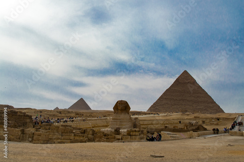 Cairo  Egypt - 09 Feb 2021. Great pyramids of ancient Egypt in Giza  Cairo