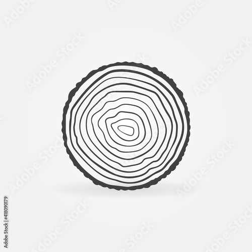 Saw Cut Tree Trunk with Rings vector concept icon or symbol