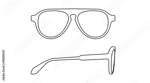 Vector isolated Illustration of a Glasses Frame. Black glasses Frame Front and Side View