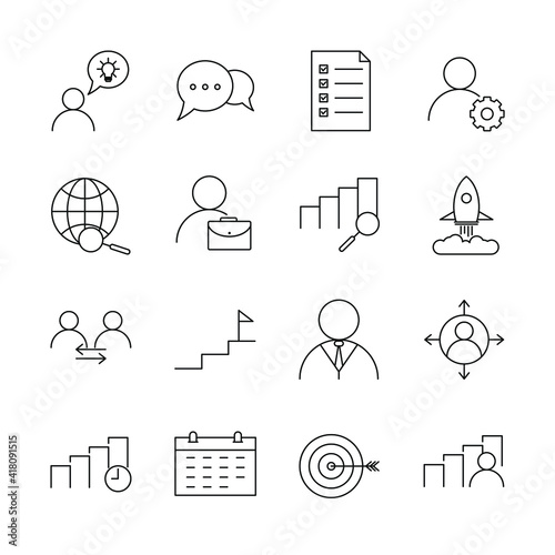 business strategy set icon, isolated business strategy set sign icon, vector illustration