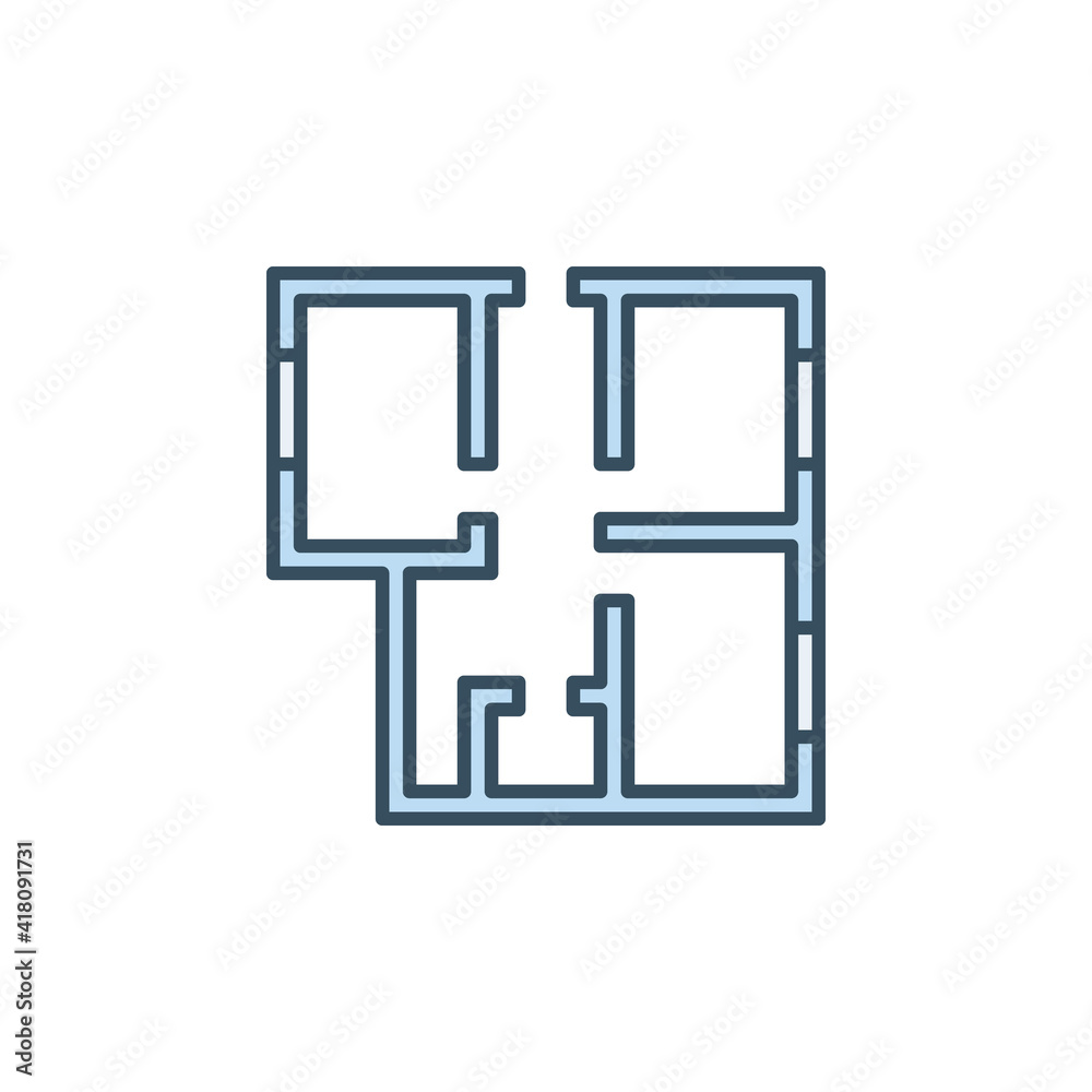House Plan vector blue icon - Architecture Blueprint concept sign