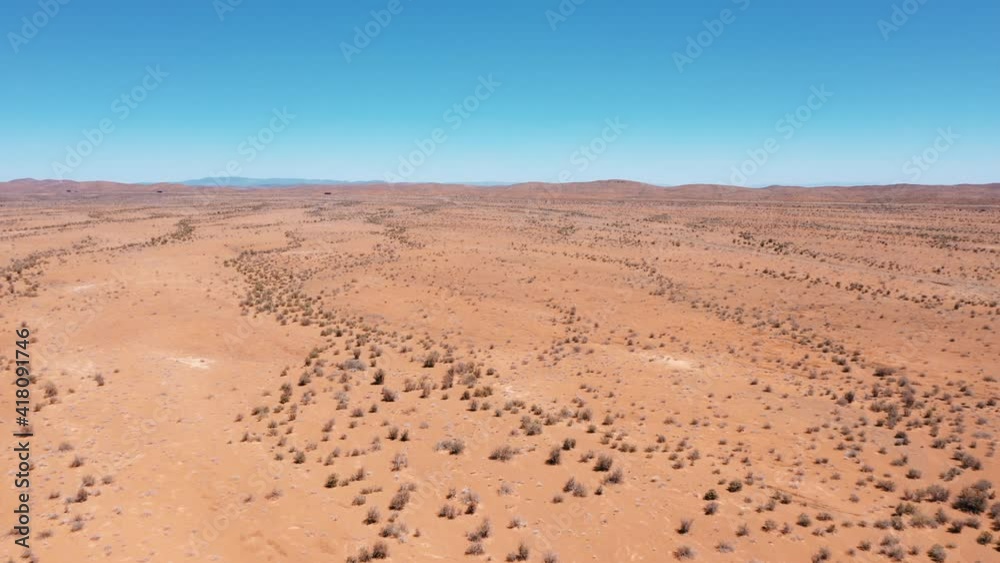 Karoo semi-desert in South Africa, slow drone fly over continuous moving shot Karoo semi-desert in South Africa, slow drone fly over continuous moving shot