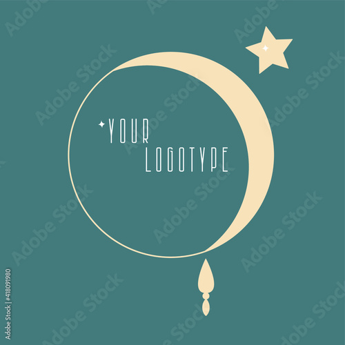 logotype, логотип, луна, месяц, шаблон, logotip, clothing logo, vector isolated illustration