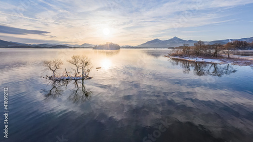 Aerial view of Lake Hibara, Japan. photo