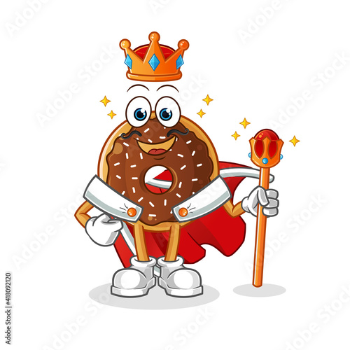 chocolate donut king vector. cartoon character