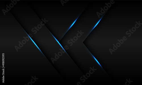 Abstract blue light shadow arrow direction on black metallic design modern futuristic technology background vector illustration.