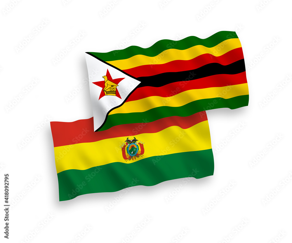 Obraz premium Flags of Bolivia and Zimbabwe on a white background