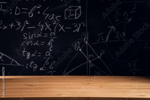 wood with math on chalkboard