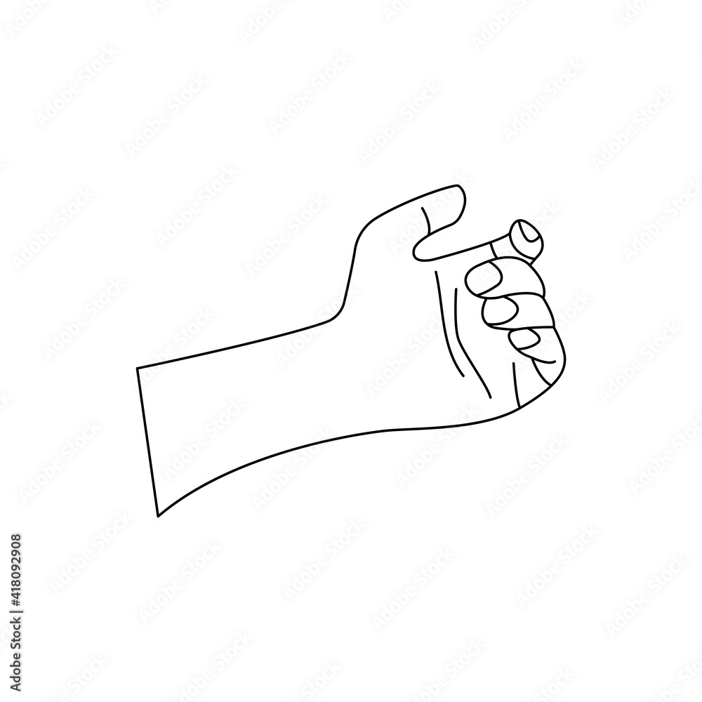 Human hand to the wrist, gesturing. Linear vector black and white illustration in hand drawn, minimalistic trendy icon. Doodle isolated Human hand to the wrist, gesturing. Linear vector black and white illustration in hand drawn, minimalistic trendy icon. Doodle isolated