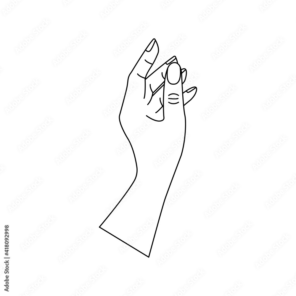 Human hand to the wrist, gesturing. Linear vector black and white illustration in hand drawn, minimalistic trendy icon. Doodle isolated Human hand to the wrist, gesturing. Linear vector black and white illustration in hand drawn, minimalistic trendy icon. Doodle isolated