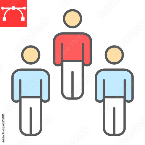 Herd immunity color line icon, social and community, people vector icon, vector graphics, editable stroke filled outline sign, eps 10.