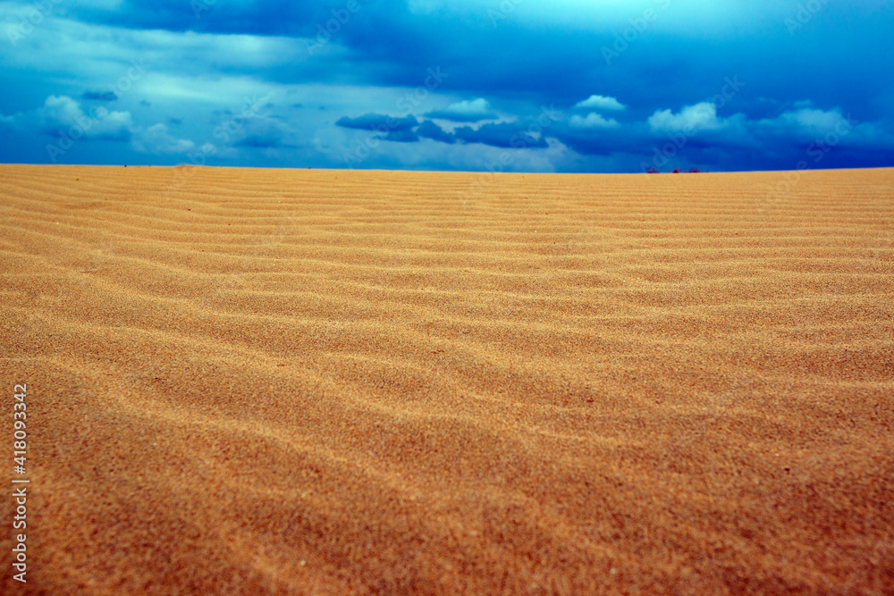 Fototapeta premium The waves of the wind and the sky in the arid desert