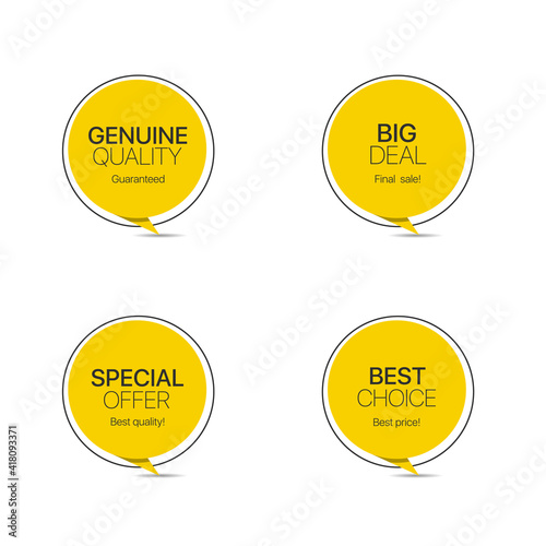 Yellow trendy paper label set