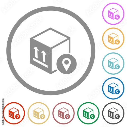 Package tracking flat icons with outlines