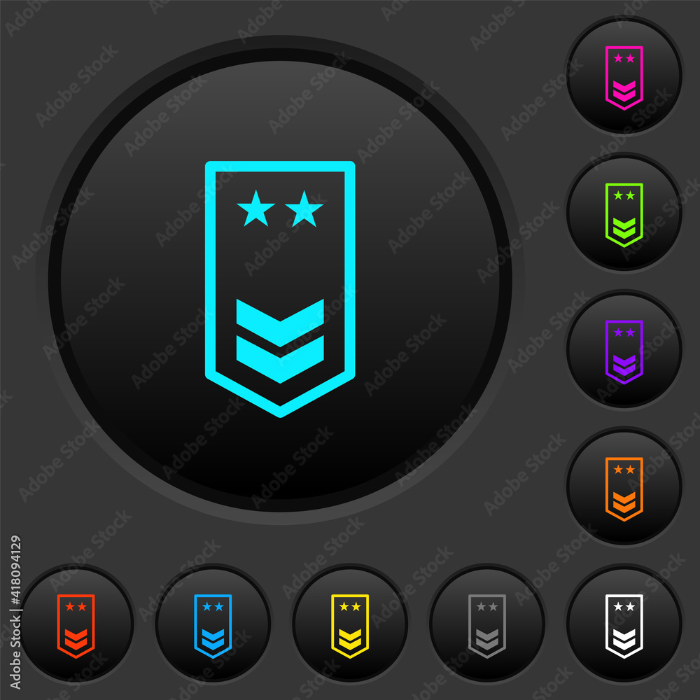 military insignia with two chevrons and two stars dark push buttons with color icons military insignia with two chevrons and two stars dark push buttons with color icons
