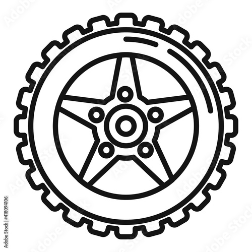 Car wheel icon. Outline car wheel vector icon for web design isolated on white background