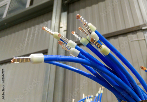 A bunch of power wires with lugs installed